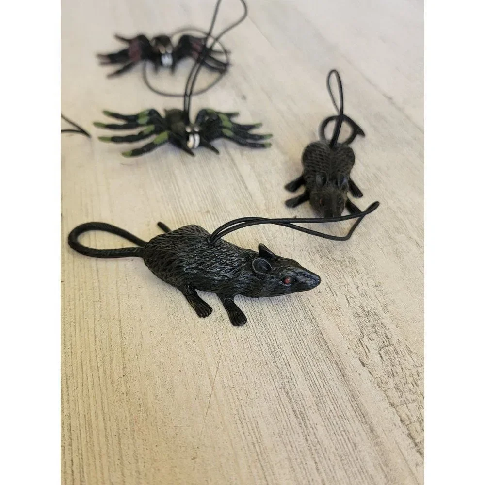 Mini rubber rats‎ quieter set Halloween hanging crop decor